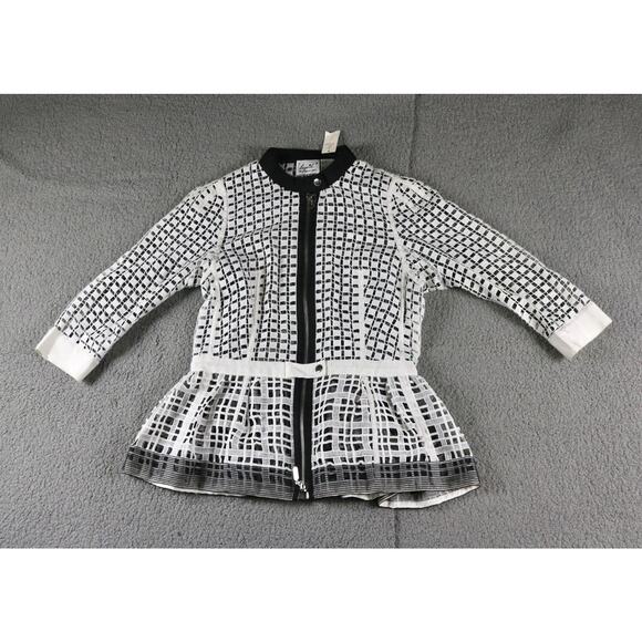 New Anthropologie Beguile x Byron Lars Lace Crochet Peplum Jacket 8 Lined Multi - Picture 1 of 11